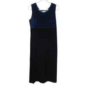 Coldwater‎ Creek Blue Black Velvet Dress Womens 10 Whimsigoth Dark Fairycore